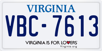 VA license plate VBC7613