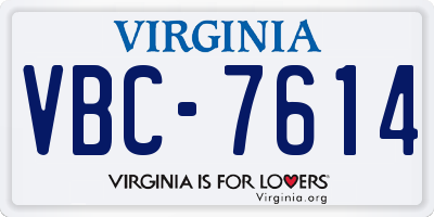 VA license plate VBC7614