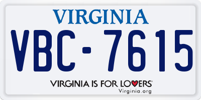 VA license plate VBC7615