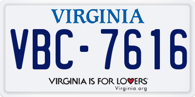 VA license plate VBC7616