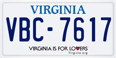 VA license plate VBC7617
