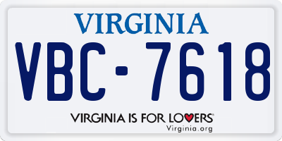 VA license plate VBC7618