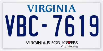 VA license plate VBC7619
