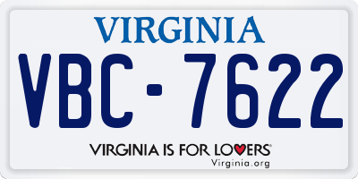 VA license plate VBC7622