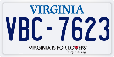 VA license plate VBC7623