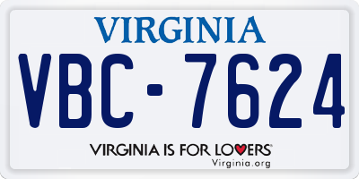 VA license plate VBC7624