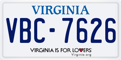 VA license plate VBC7626
