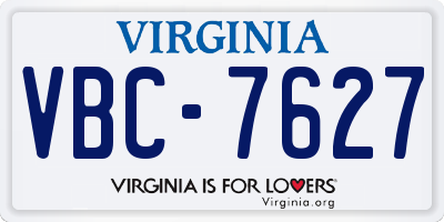 VA license plate VBC7627