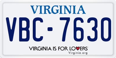 VA license plate VBC7630