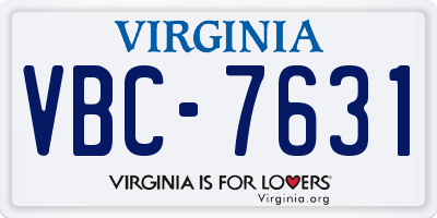 VA license plate VBC7631