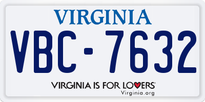 VA license plate VBC7632