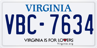 VA license plate VBC7634