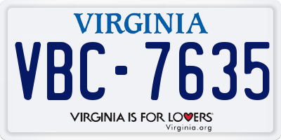 VA license plate VBC7635
