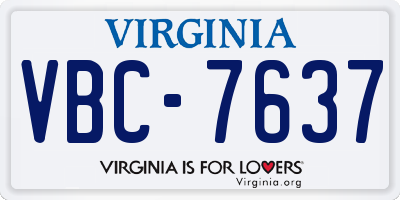 VA license plate VBC7637