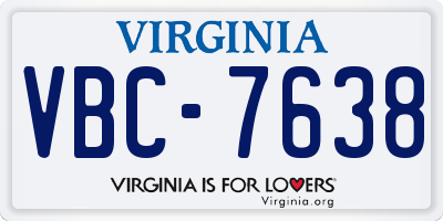 VA license plate VBC7638