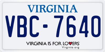 VA license plate VBC7640
