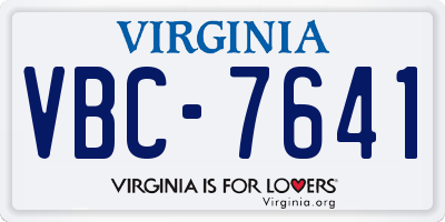 VA license plate VBC7641