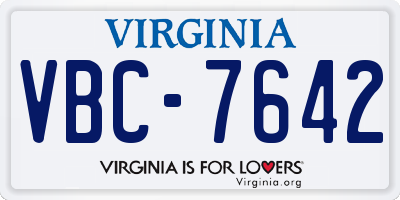 VA license plate VBC7642