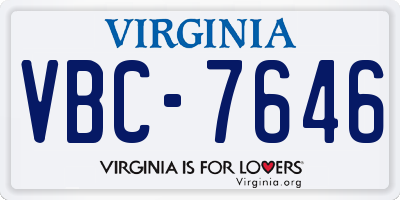 VA license plate VBC7646