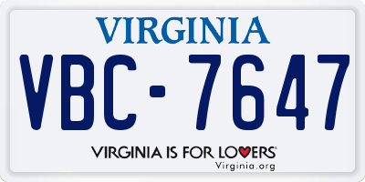 VA license plate VBC7647