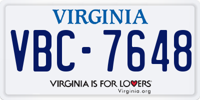 VA license plate VBC7648