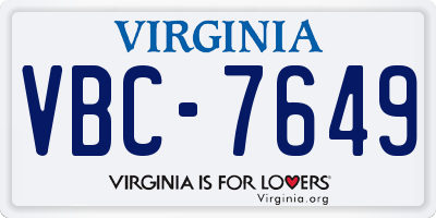 VA license plate VBC7649