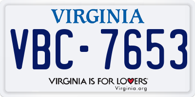 VA license plate VBC7653