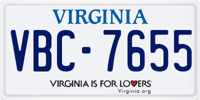 VA license plate VBC7655