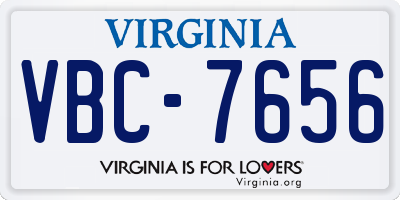 VA license plate VBC7656