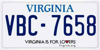 VA license plate VBC7658