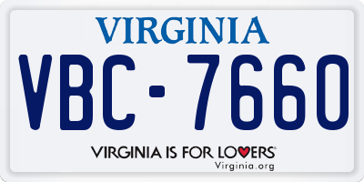 VA license plate VBC7660