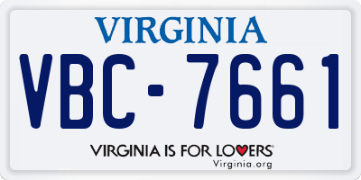 VA license plate VBC7661