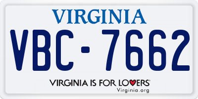 VA license plate VBC7662