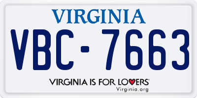 VA license plate VBC7663