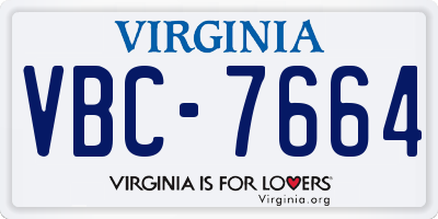 VA license plate VBC7664