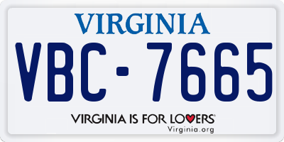 VA license plate VBC7665