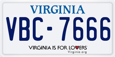 VA license plate VBC7666
