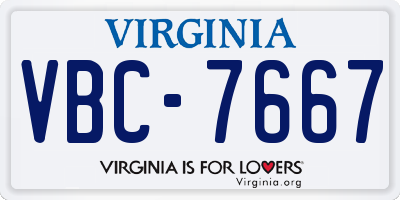 VA license plate VBC7667