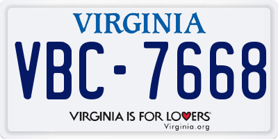 VA license plate VBC7668