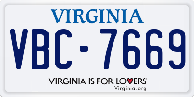 VA license plate VBC7669
