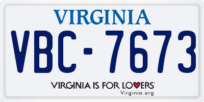 VA license plate VBC7673