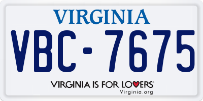 VA license plate VBC7675