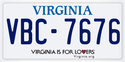 VA license plate VBC7676