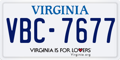 VA license plate VBC7677