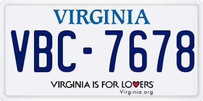 VA license plate VBC7678