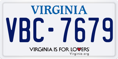 VA license plate VBC7679