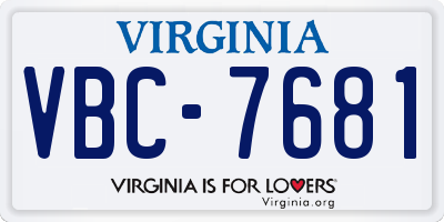 VA license plate VBC7681