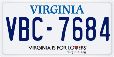 VA license plate VBC7684