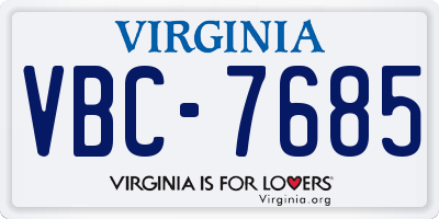 VA license plate VBC7685