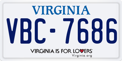 VA license plate VBC7686